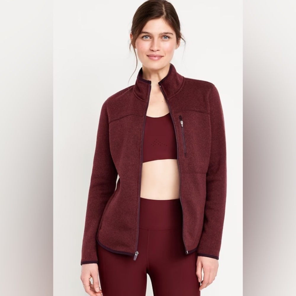 Old Navy Women's Zip Up Fleece Burgundy Jacket